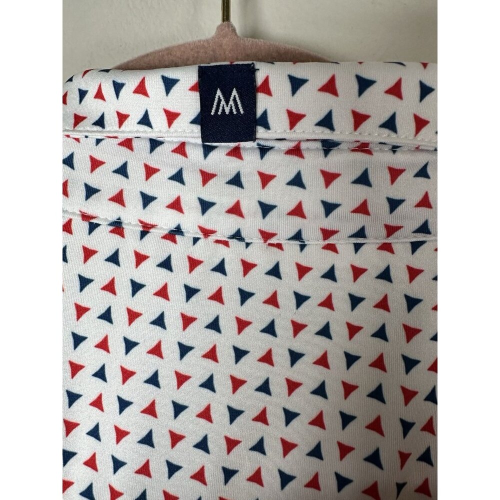 Mizzen Main Performance Polo Shirt Size XXL Trim Red Blue Geometric USA - Picture 7 of 8